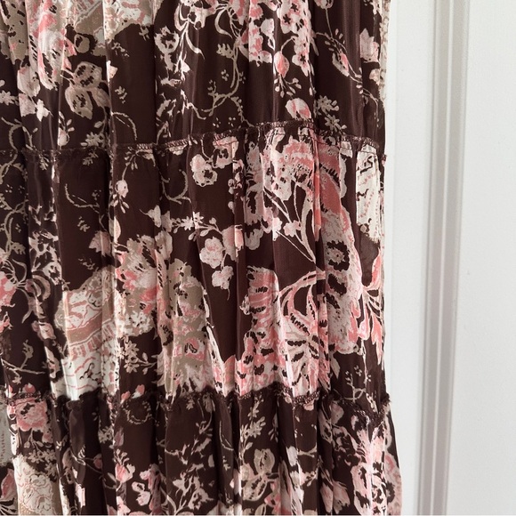 Y2K‎ Emma James Brown Paisley Floral Pleated Tiered Midi Skirt Women’s Size 14 - Picture 6 of 15